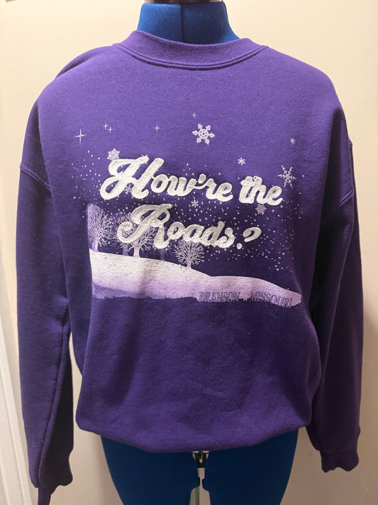 How're the Roads? Vintage Purple Holiday Crewneck Sweater