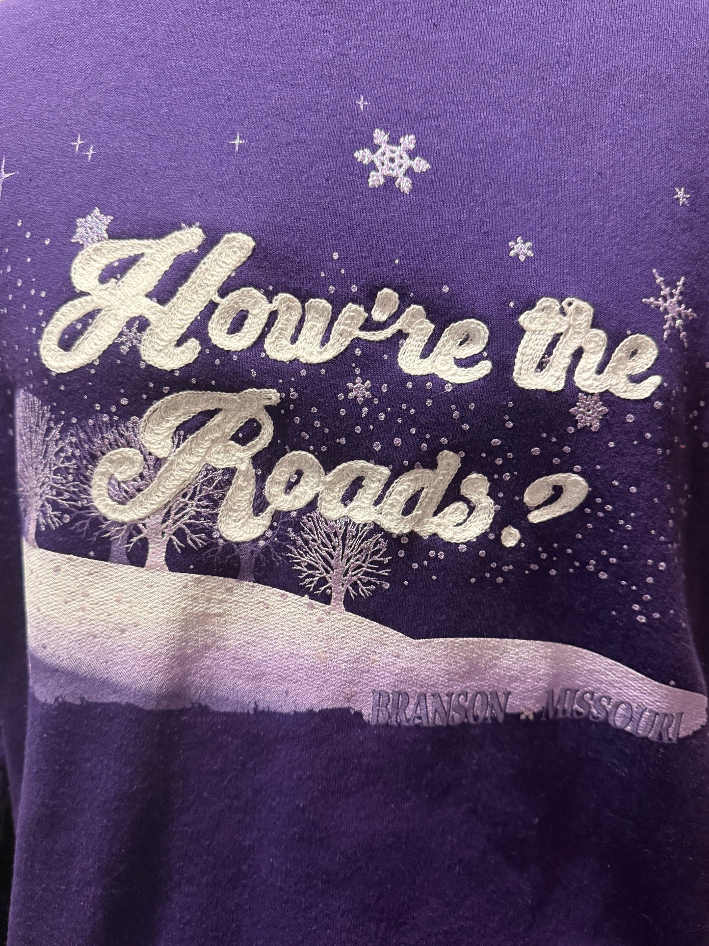 How're the Roads? Vintage Purple Holiday Crewneck Sweater