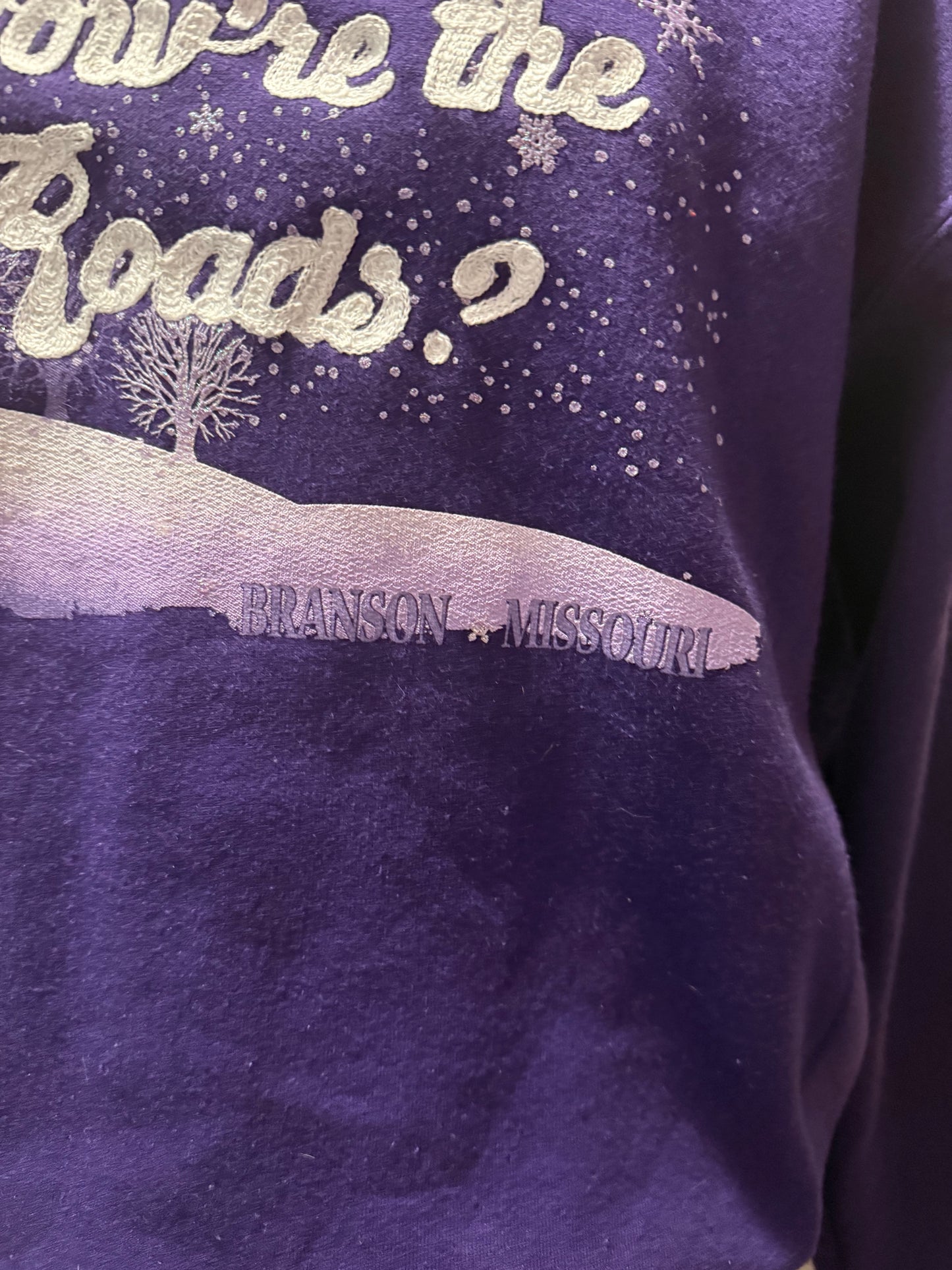 How're the Roads? Vintage Purple Holiday Crewneck Sweater