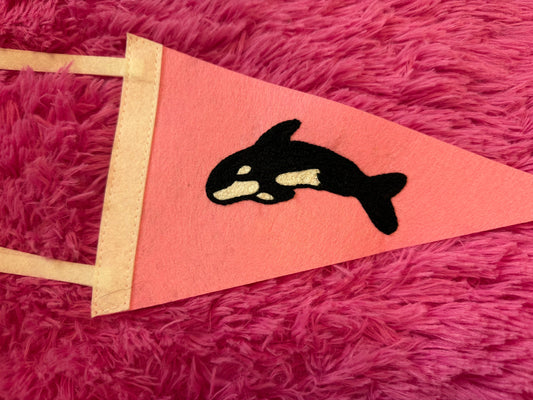 Orca Mini Pink Wool Pennant