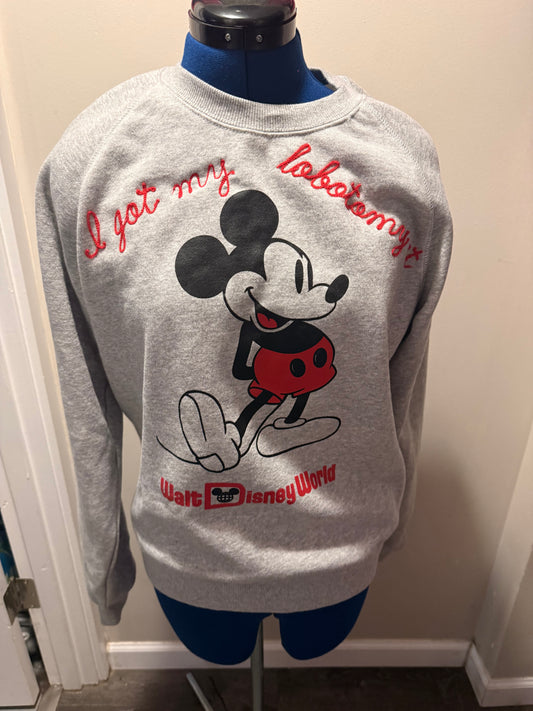 Lobotomy at the House of Mouse Vintage Gray Crewneck