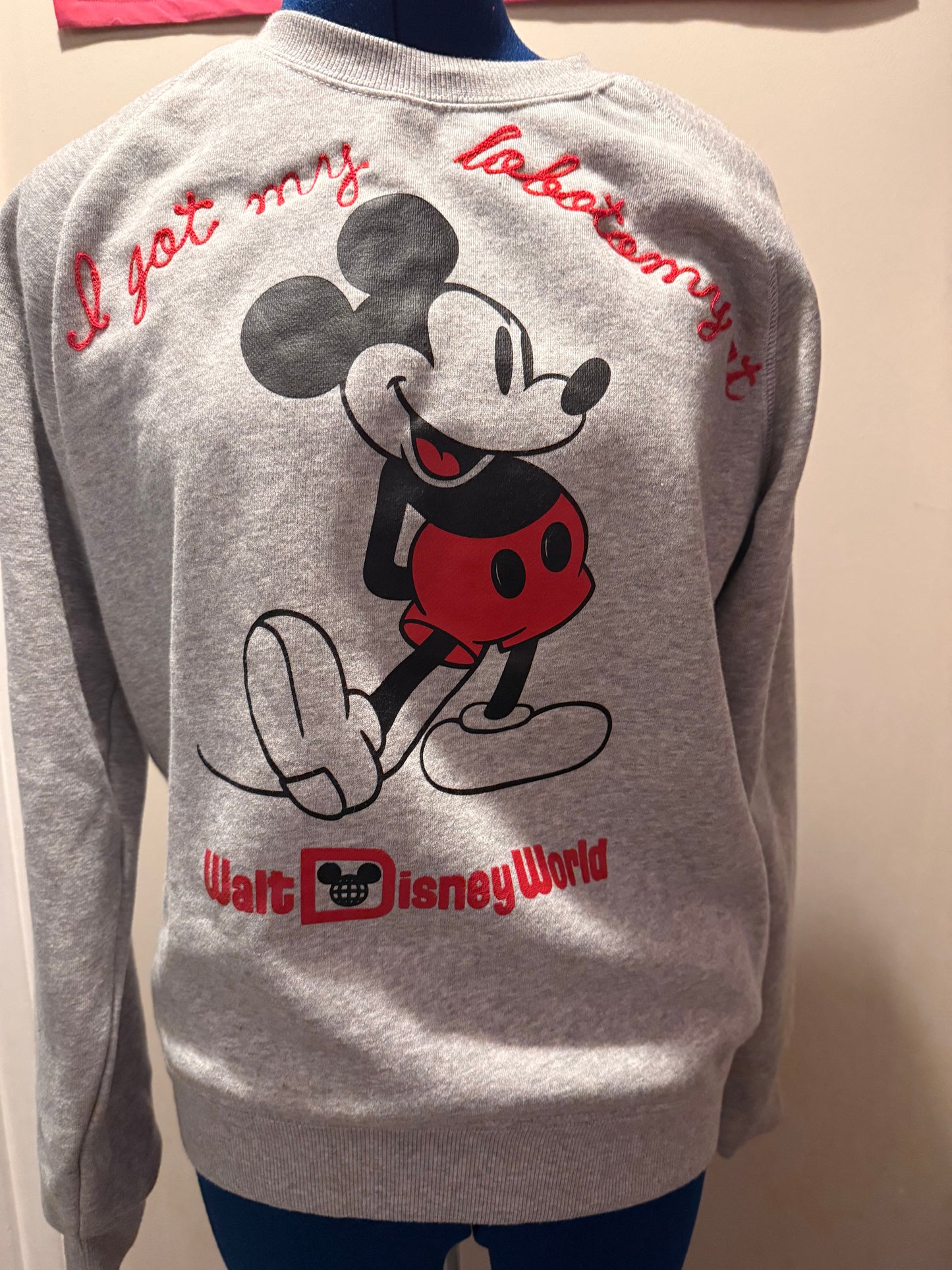 Lobotomy at the House of Mouse Vintage Gray Crewneck