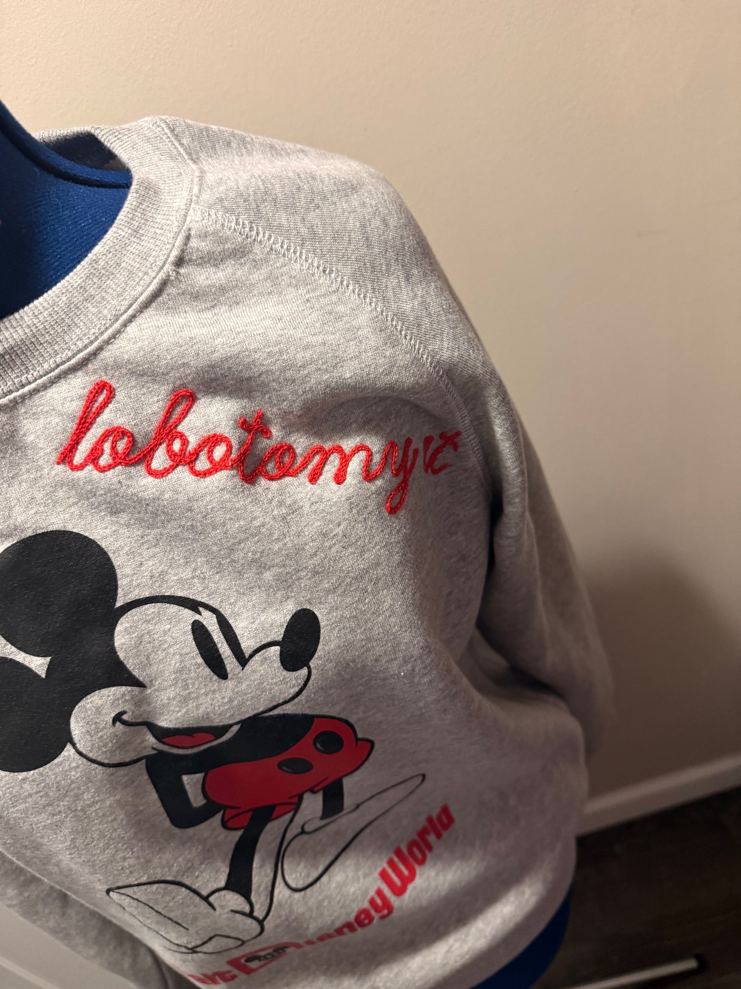 Lobotomy at the House of Mouse Vintage Gray Crewneck