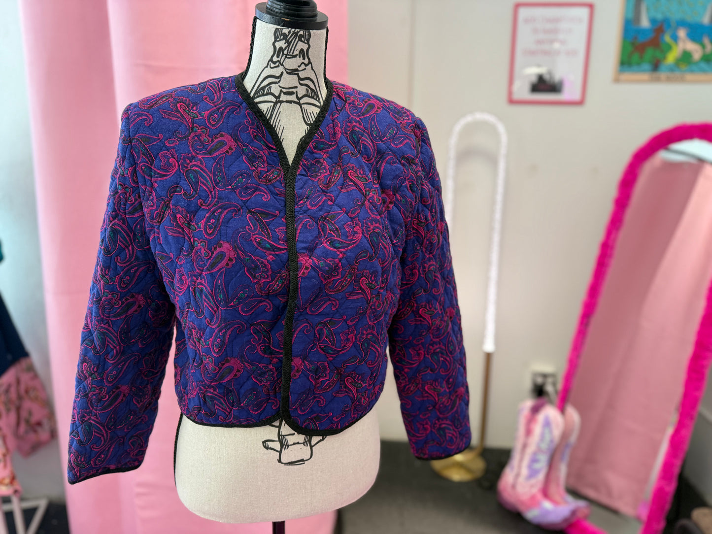 "Woman of a Certain Rage" Dark Pink + Purple Paisley Quilted Jacket