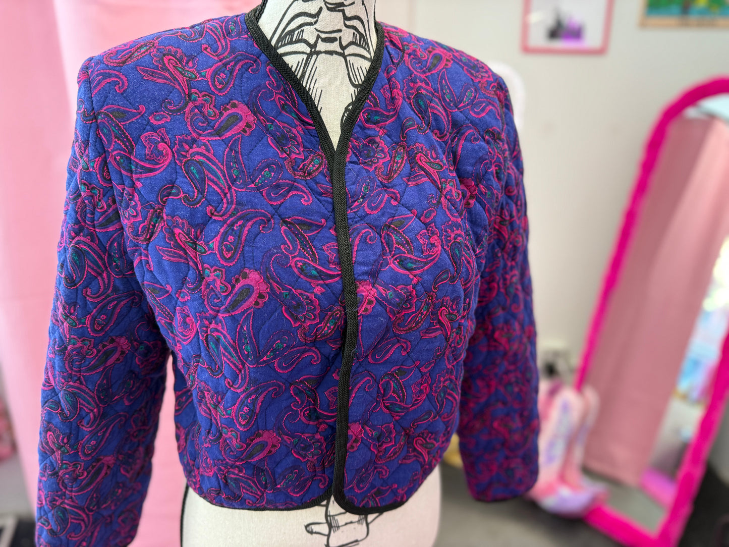 "Woman of a Certain Rage" Dark Pink + Purple Paisley Quilted Jacket