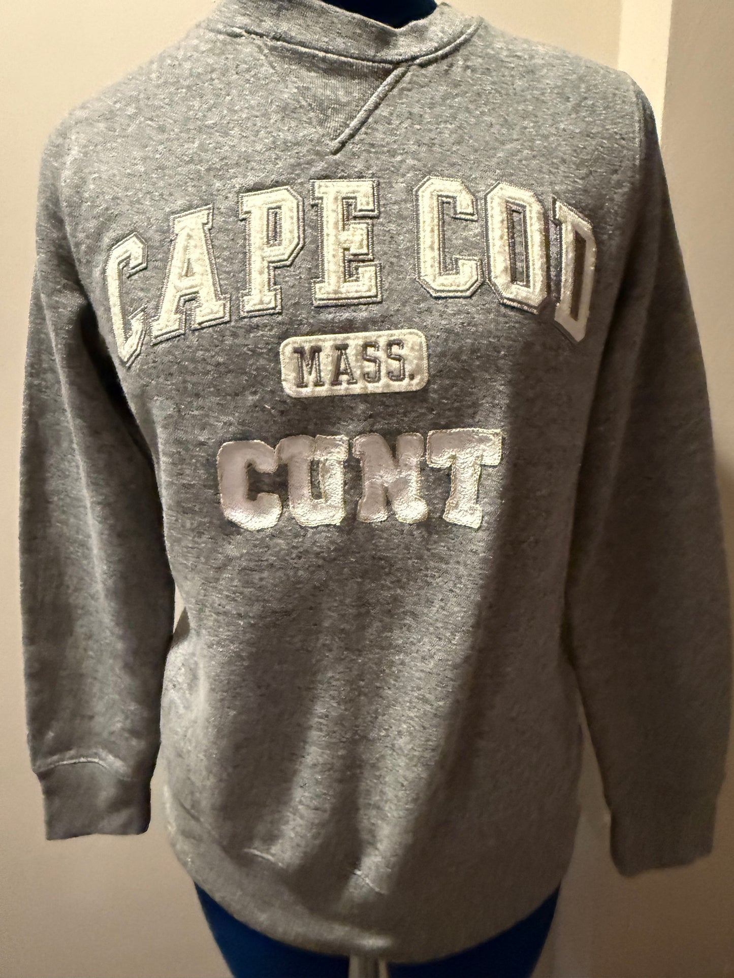 Cape Cod Cunt Grey, Cream + White Crewneck Sweatshirt