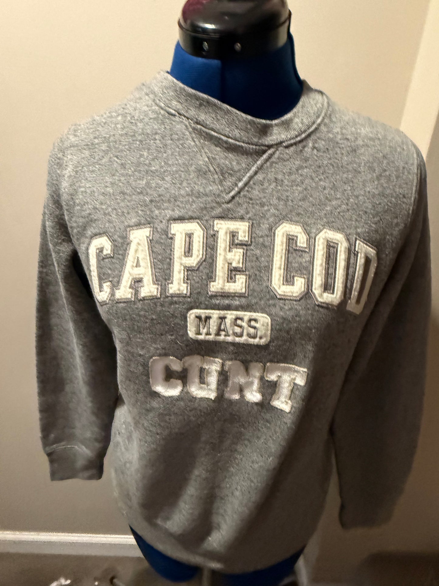 Cape Cod Cunt Grey, Cream + White Crewneck Sweatshirt