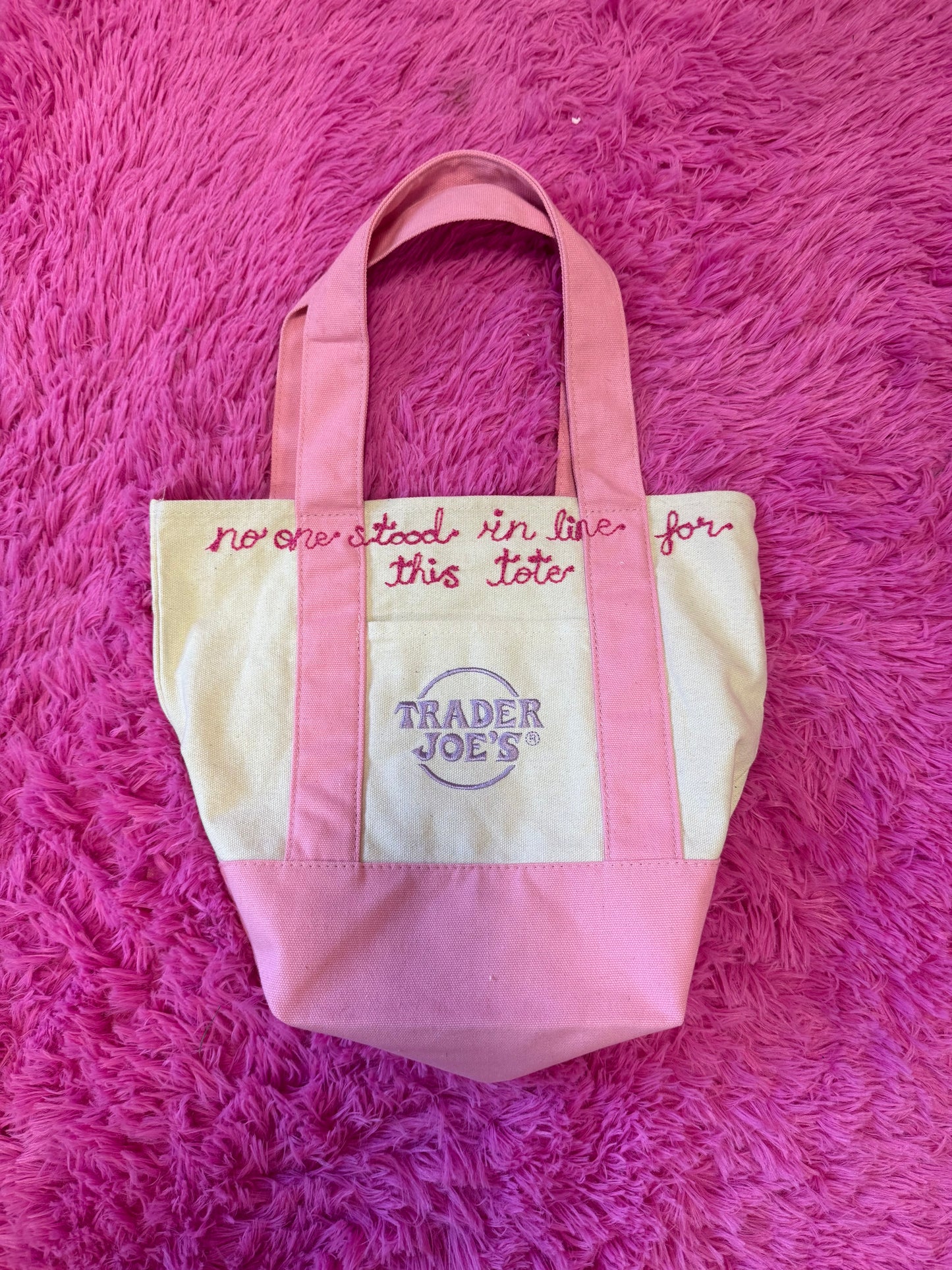 Chainstitched Trader Joe's Mini Pastel Tote