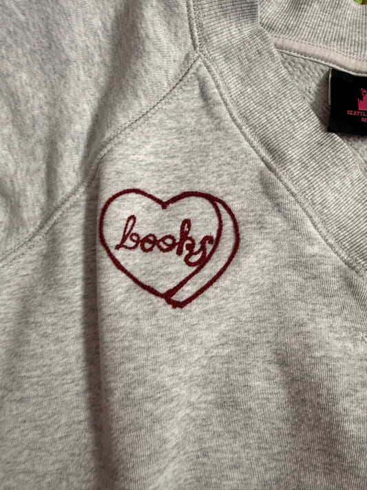 I <3 Books Grey V-Neck Sweatshirt - XS