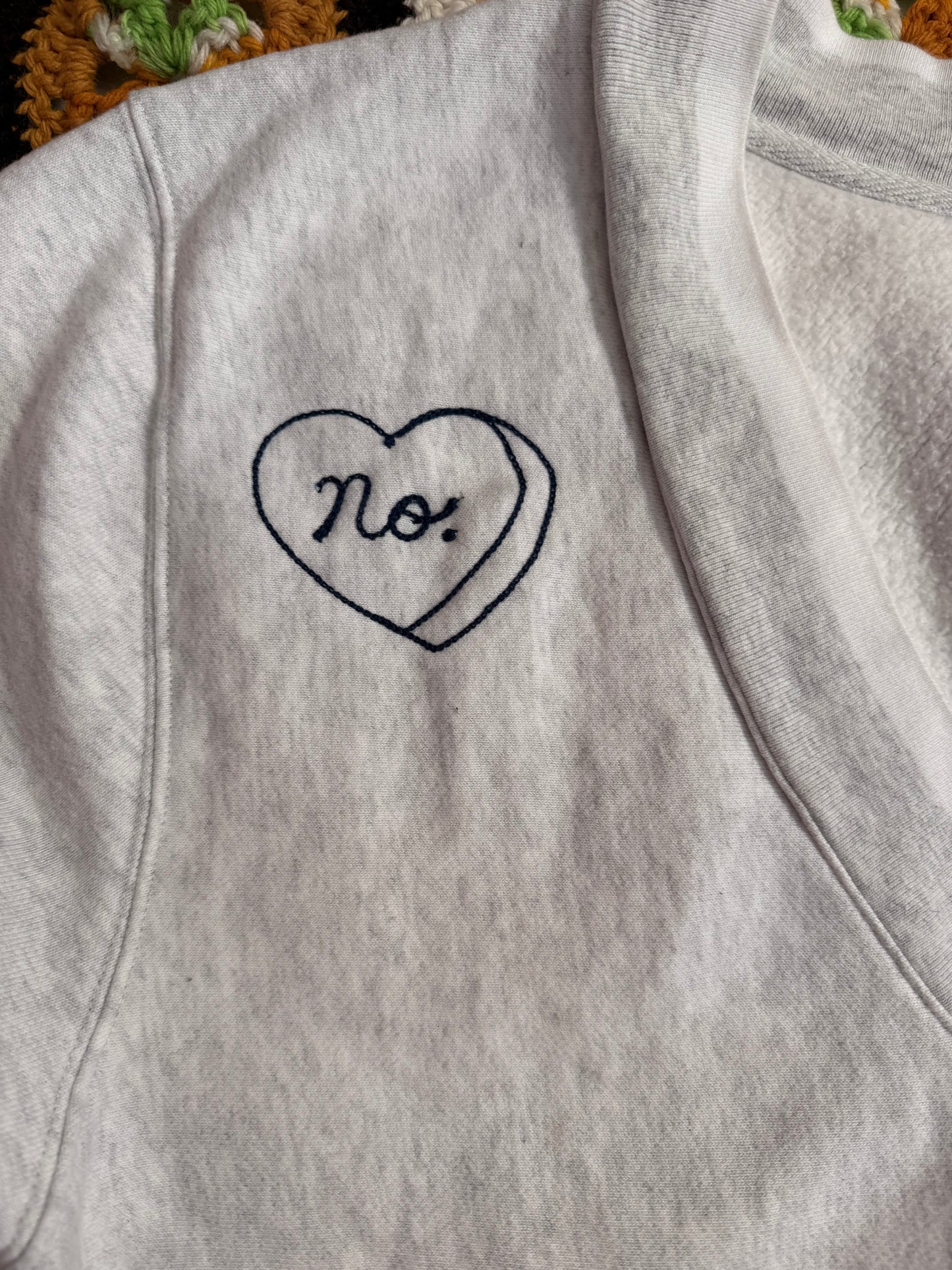 No. Gray Vintage Deep V-Neck Oversized Champion Sweatshirt - Medium