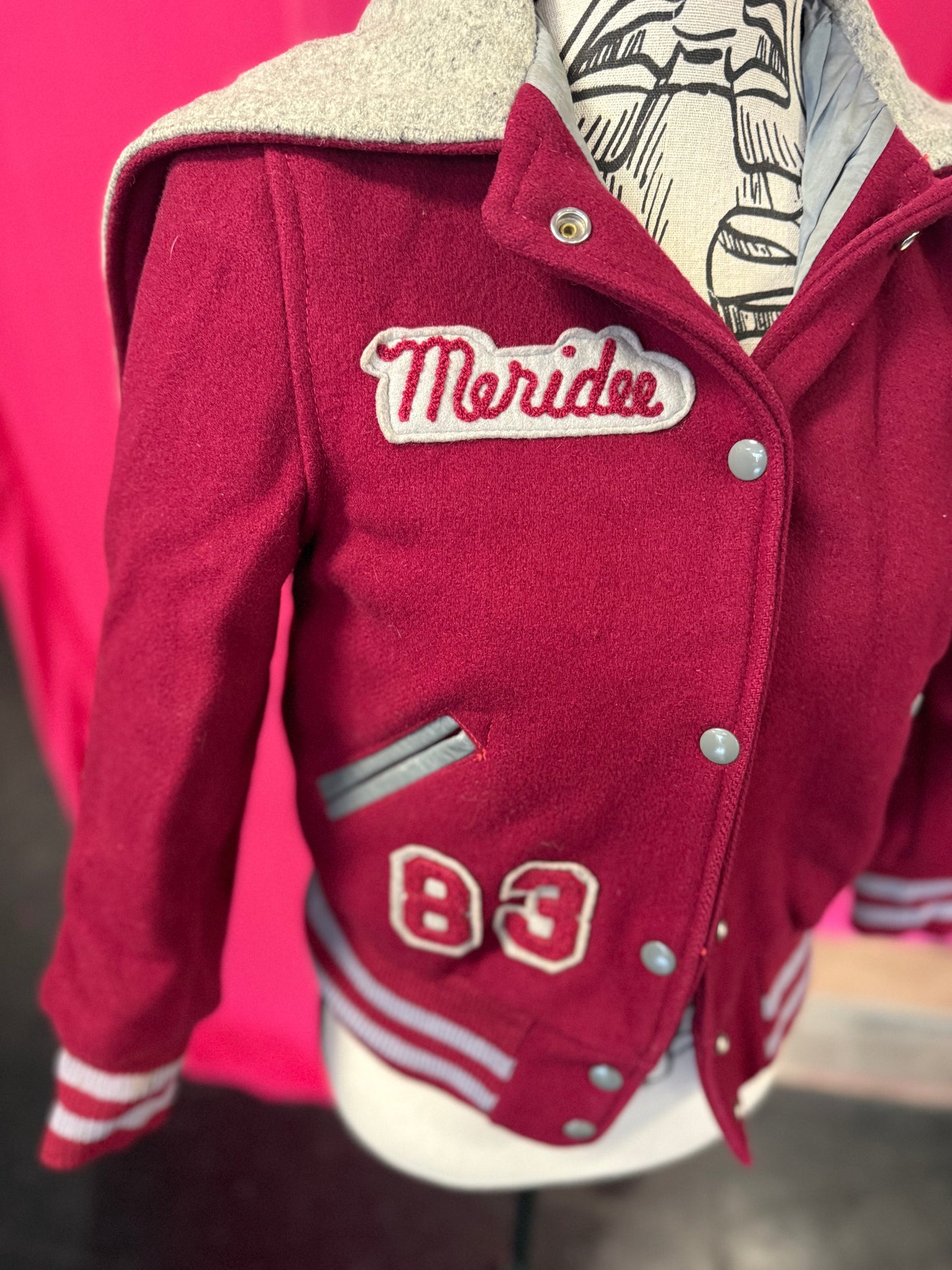 Vintage 1980s Maroon + Grey Wildcats Letterman Jacket
