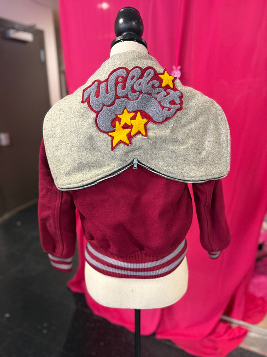 Vintage 1980s Maroon + Grey Wildcats Letterman Jacket