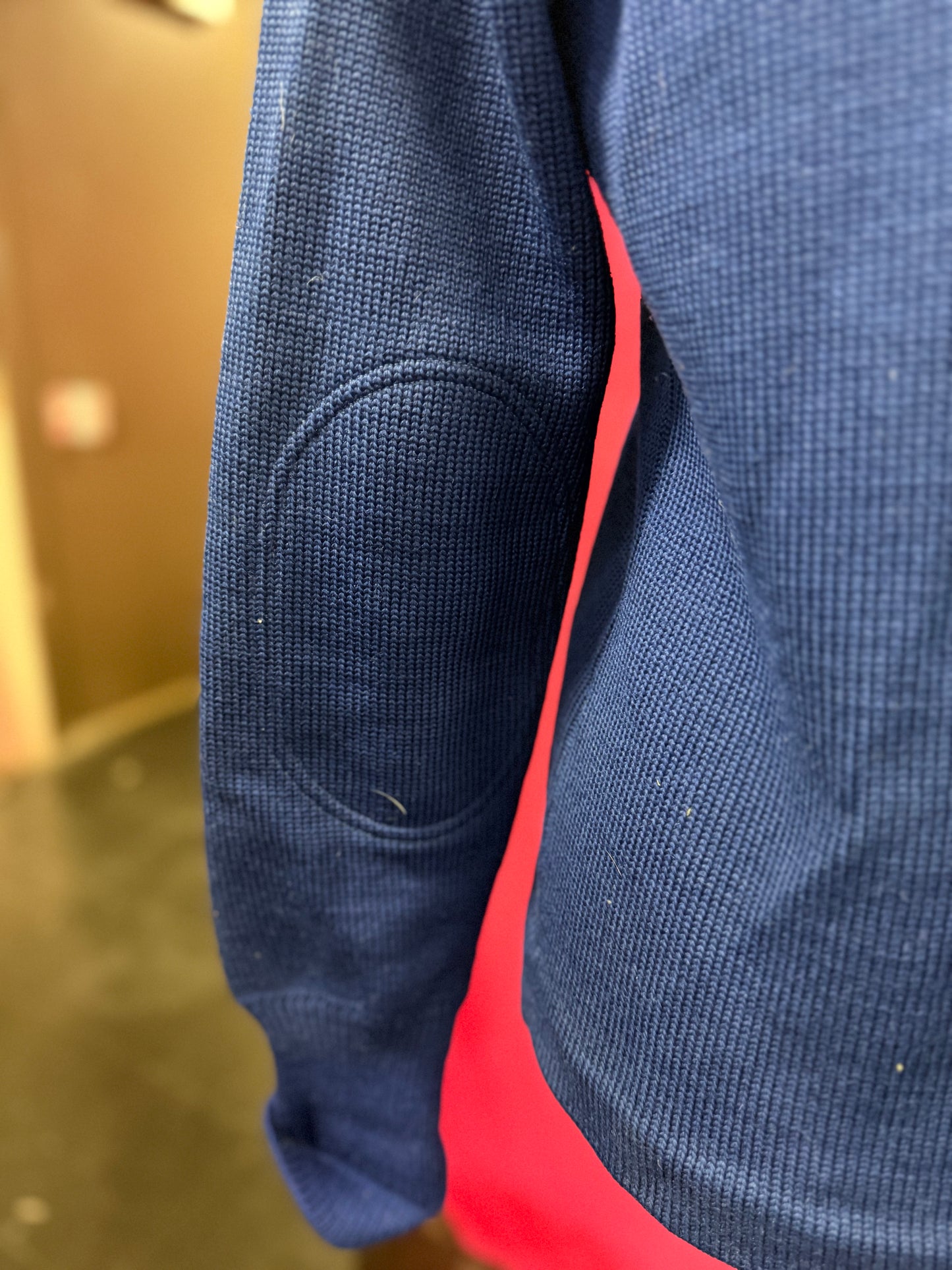 Vintage 1960s Blue + Maroon Wool Letterman Cardigan with Patches