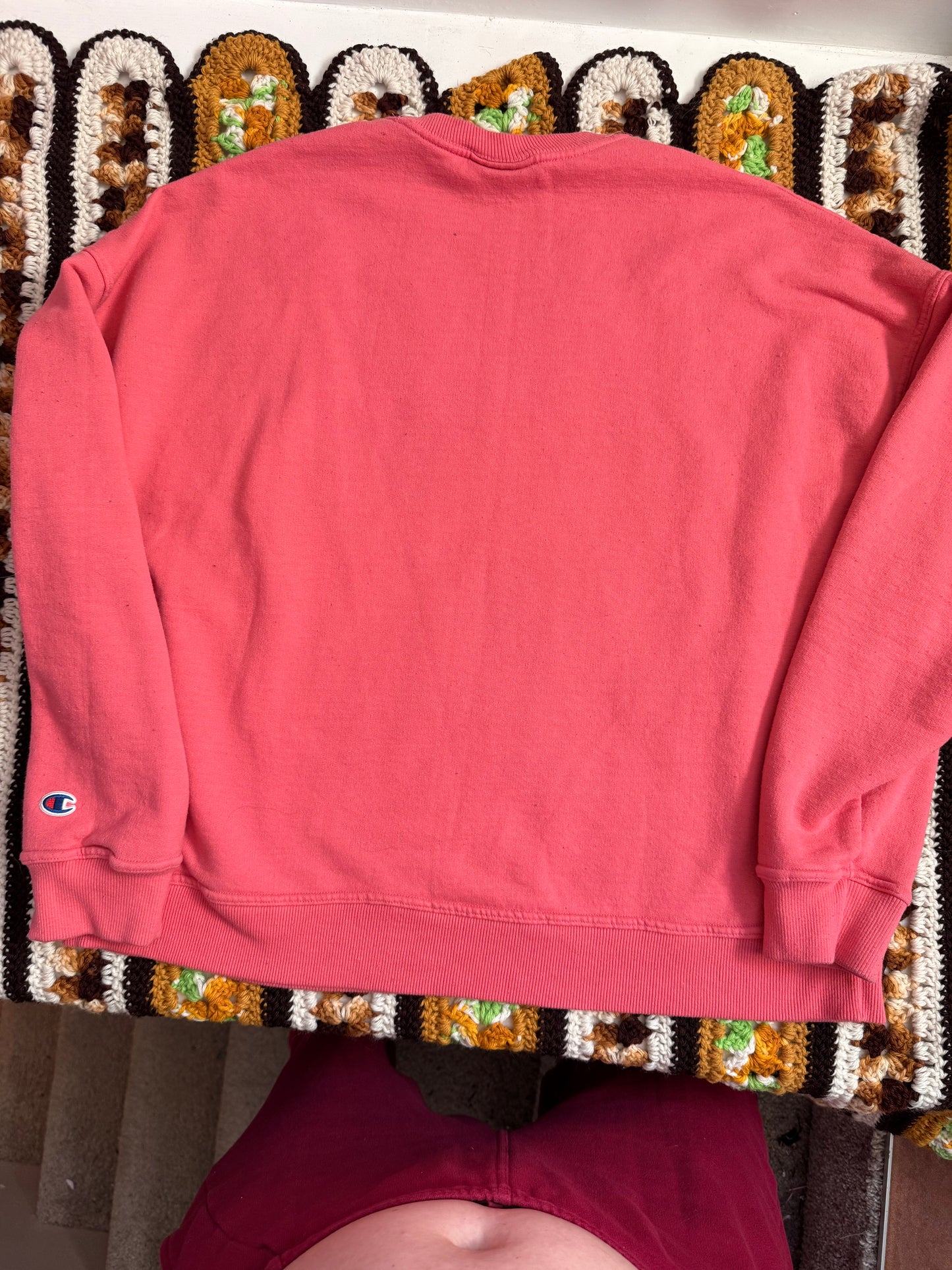 I <3 Xanax Coral Pink + Purple Champion Crewneck - XL