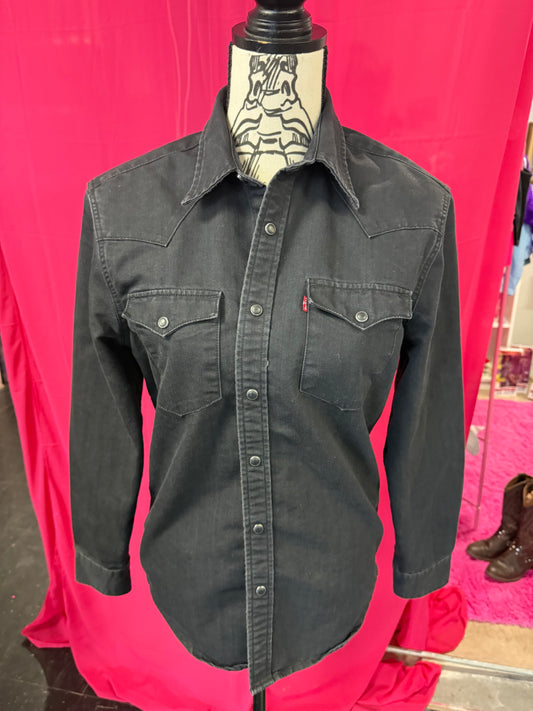 Black Western Style Levi's Pearl Snap with Black Snaps
