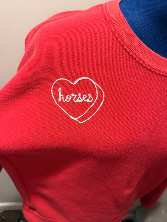 I <3 Horses Vintage Red Crewneck Sweatshirt - XL