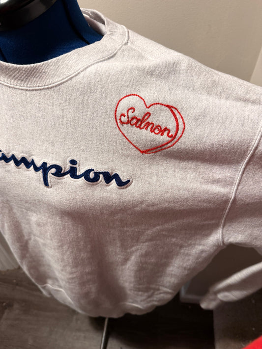 I <3 Salmon VTG Oversized Grey Crewneck Sweatshirt - 2XL