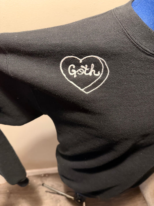 Goth Heart Vintage Black Crewneck Sweatshirt - XL