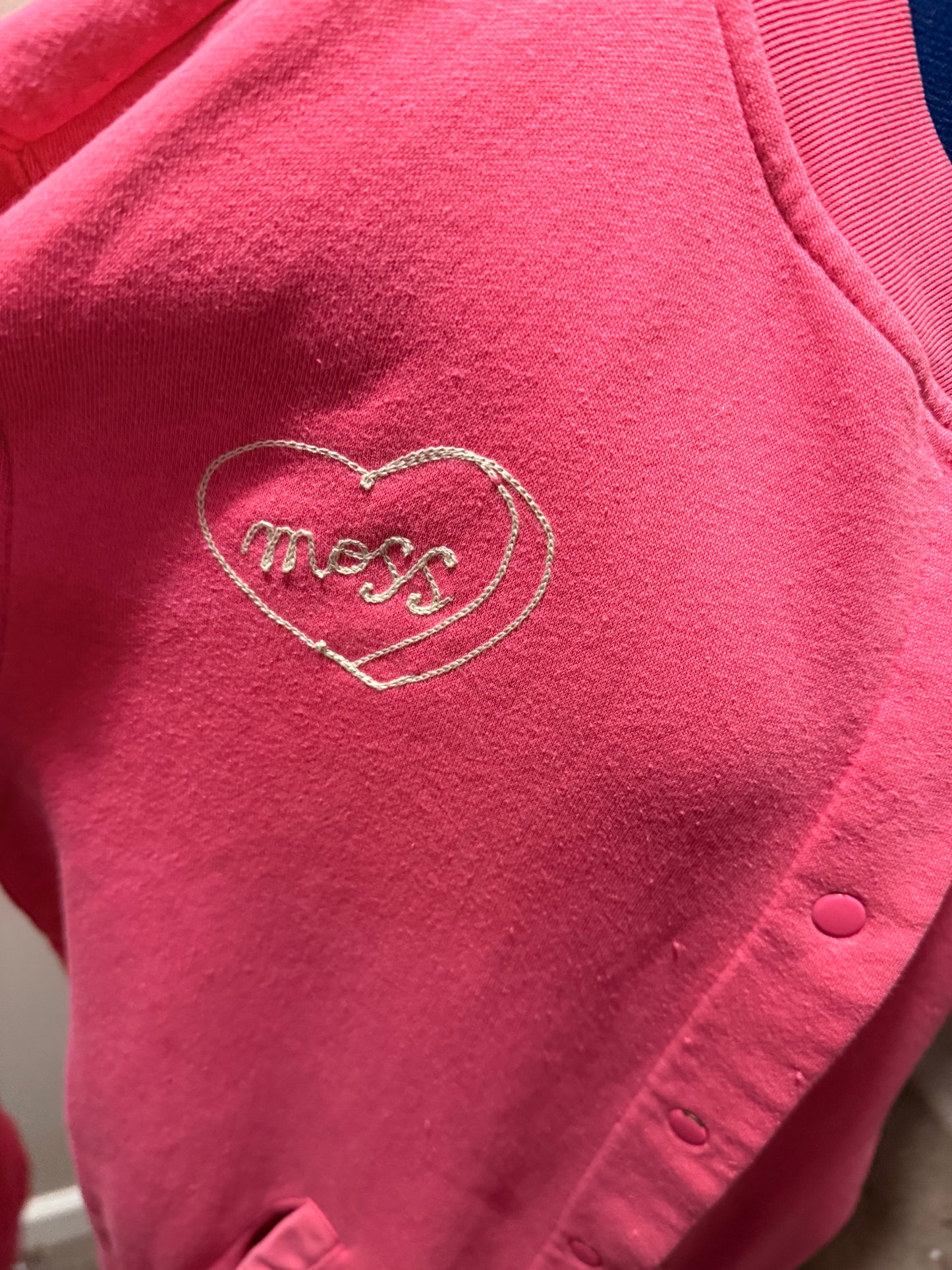 I <3 Moss Vintage Pink Snap Cardigan Sweatshirt - Large