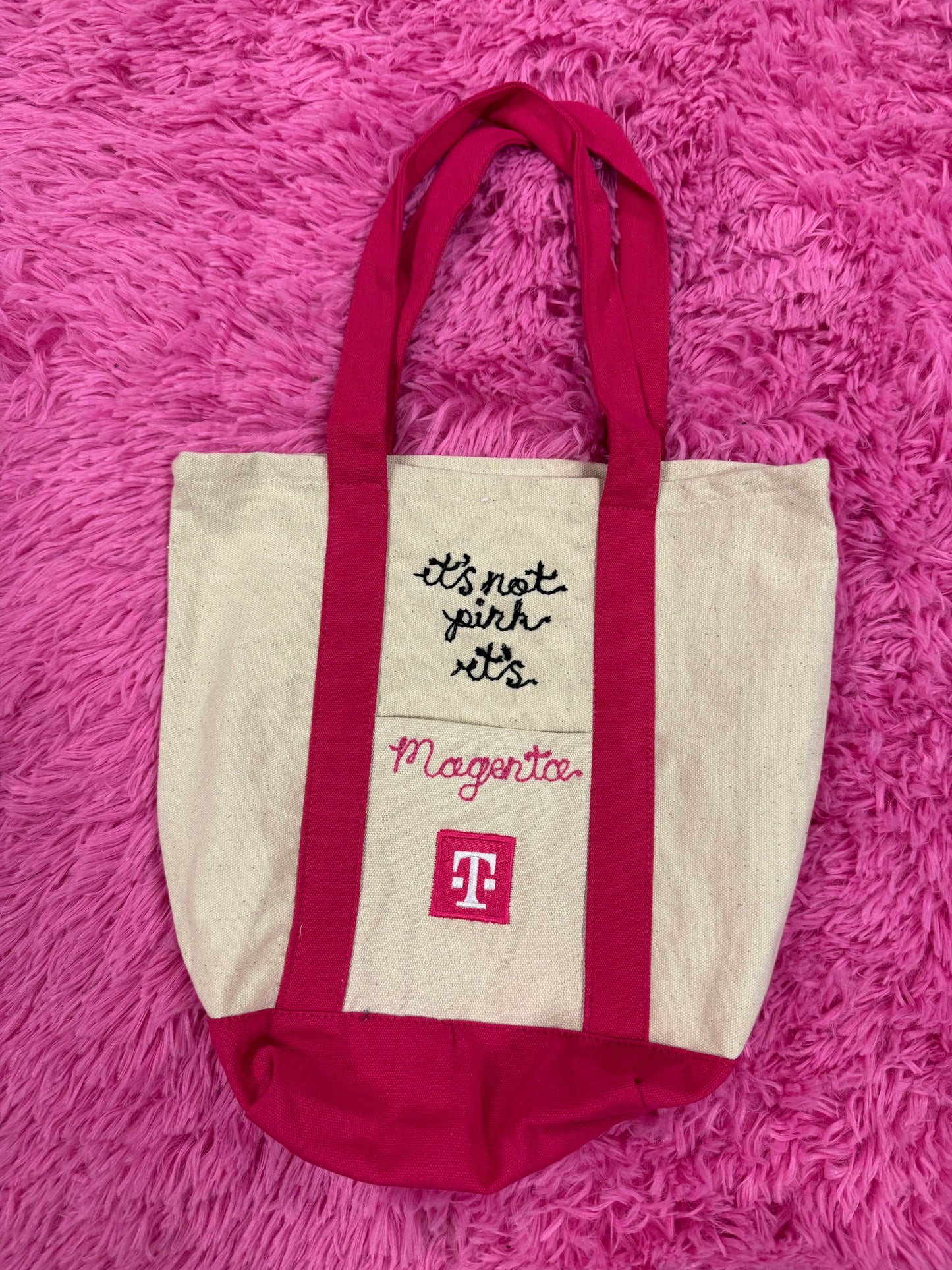 T-Mobile Pink + Beige Canvas Mini Tote