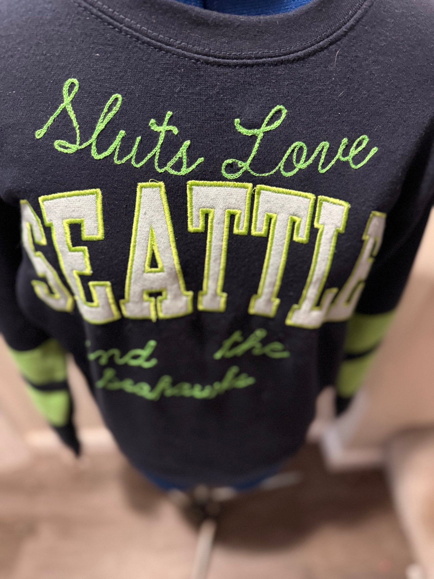 Sluts Love Seattle and the Seahawks Crewneck Sweatshirt - SM