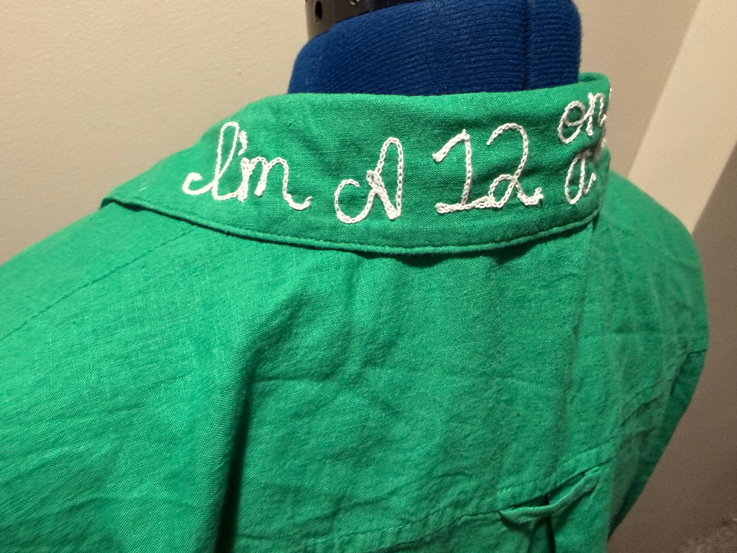 "Slut 4 the Seahawks" Green Button-Up L/S Collared Shirt - MD