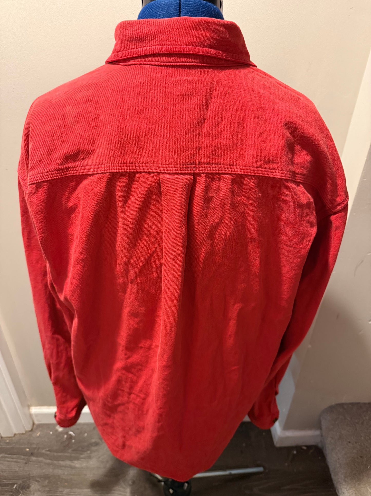 I <3 My Dog Vintage Red Denim Button-Up Chore Coat - Large