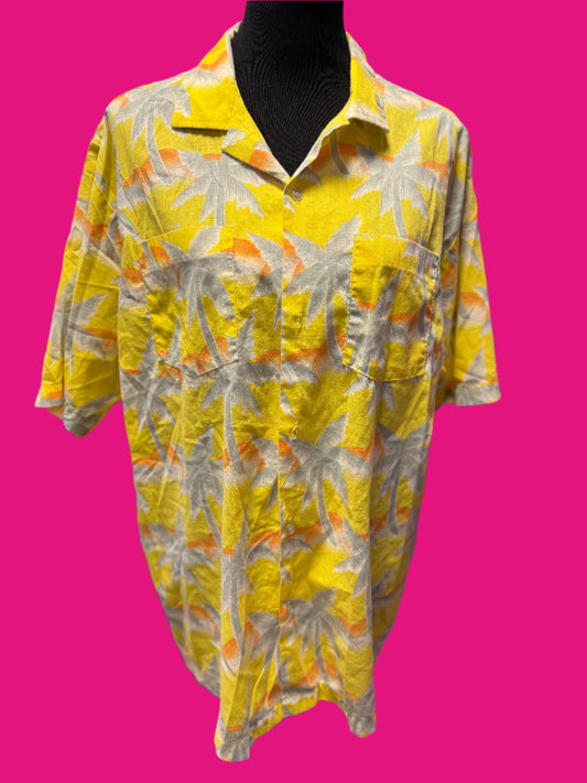 Vintage 80s Yellow, Orange, Grey Tropicana Brand Hawaiian Short Sleeve Shirt
