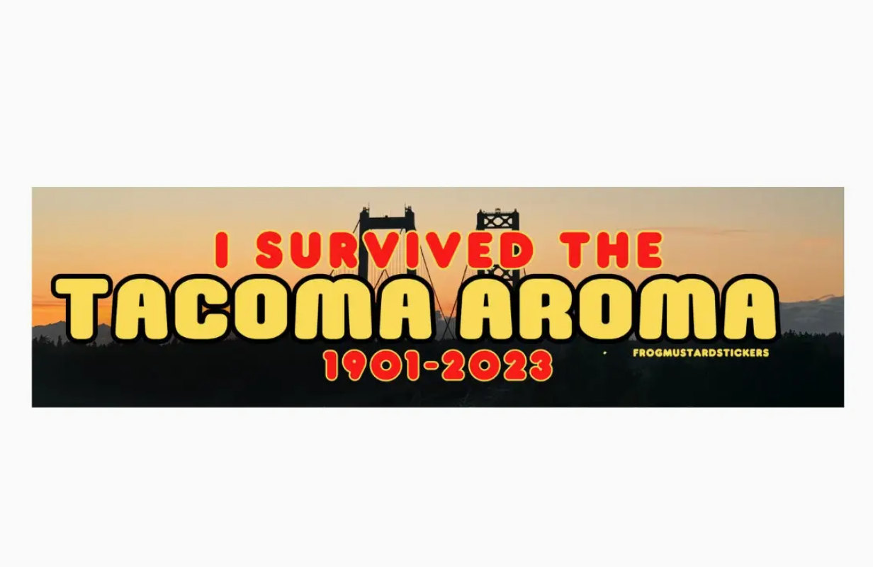 "I Survived the Tacoma Aroma" Bridge Bumper Sticker