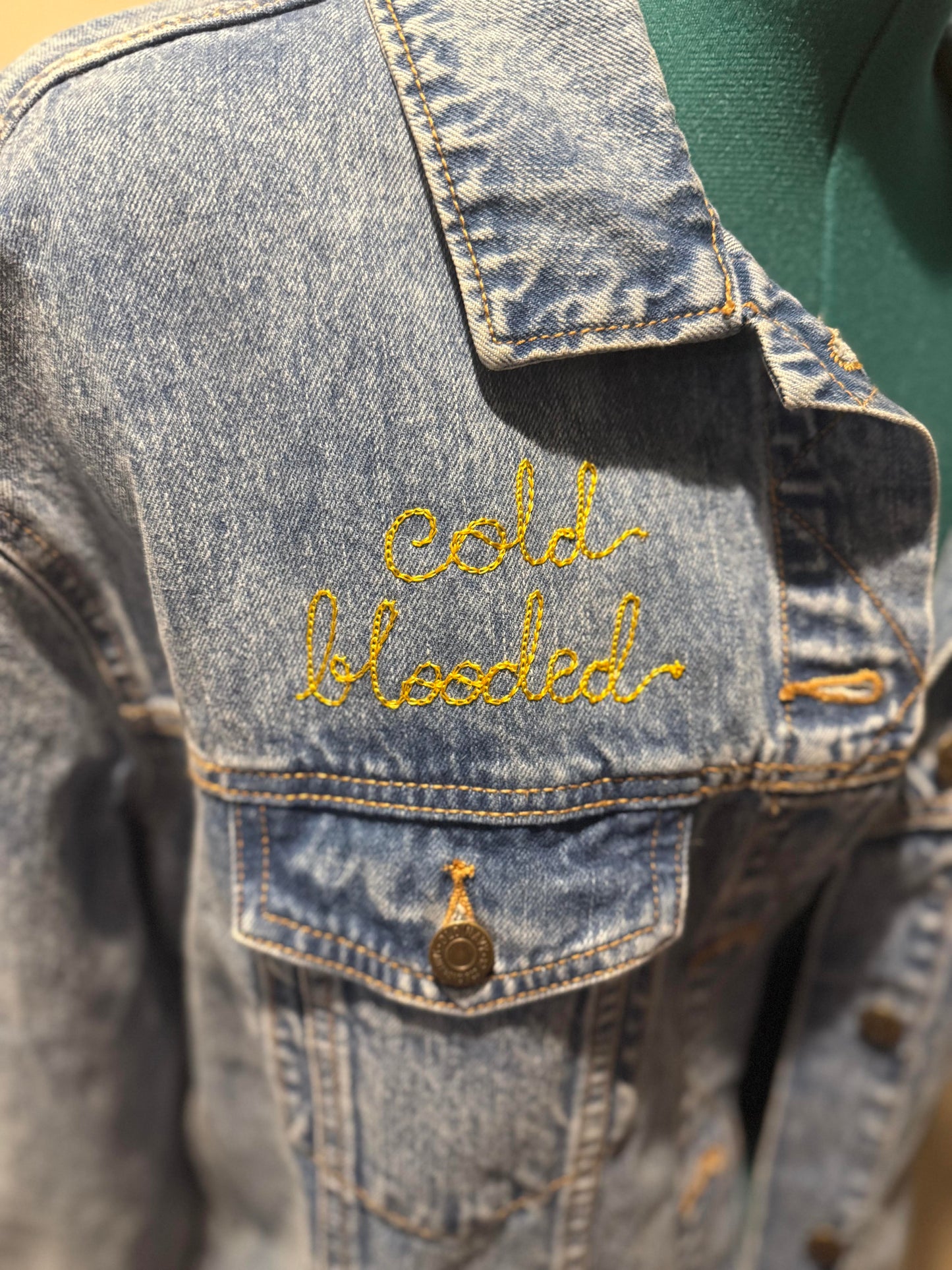 "Cold Blooded" Snake Oversized Denim Button-Down Jacket