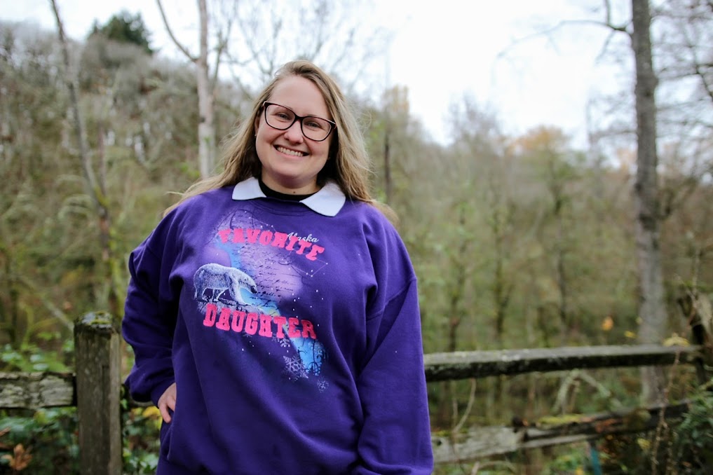 "Favorite Daughter" Alaska Polar Bear Vintage Purple with White Collar Crew