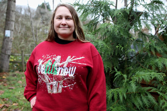 Vintage "LeTitsNow" Cardinals in Snow on Red Crewneck