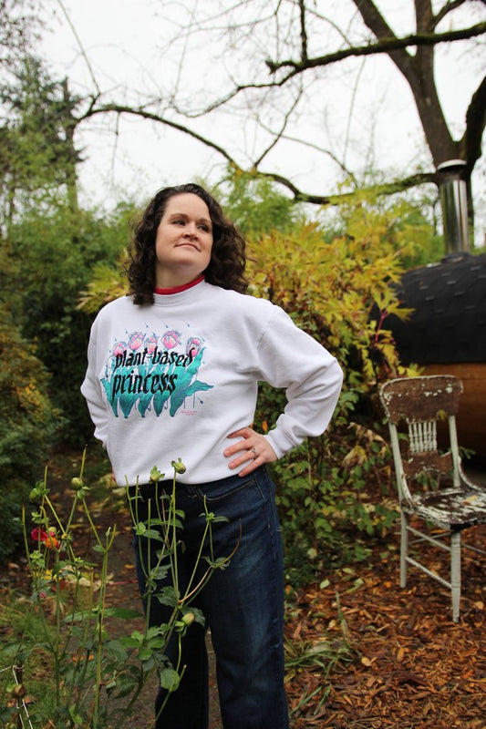 Vintage "Plant-Based Princess" Metal Tulips Collared Crew