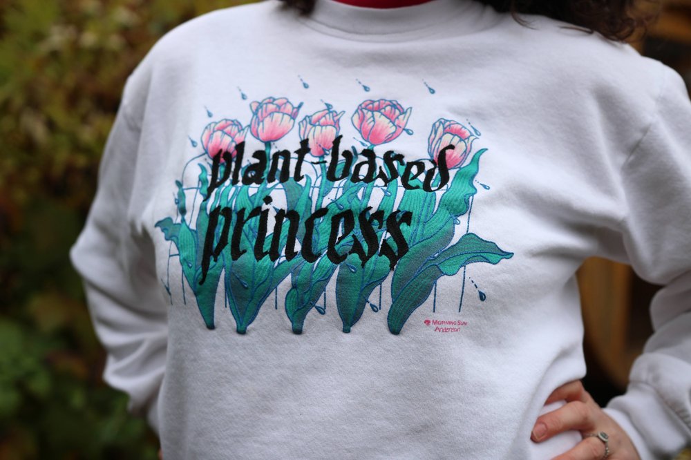 Vintage "Plant-Based Princess" Metal Tulips Collared Crew