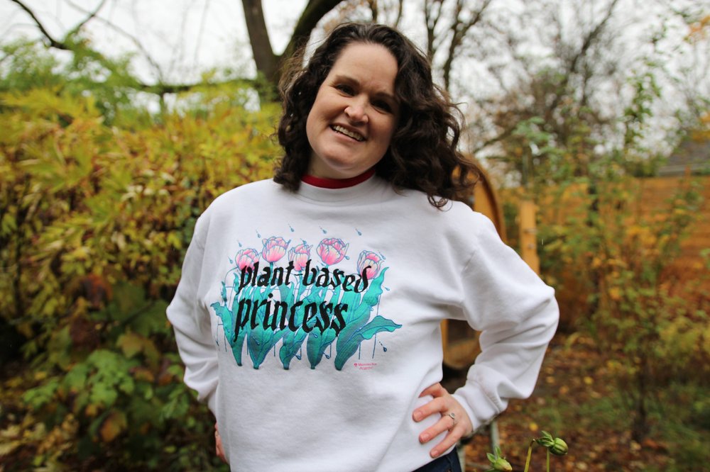 Vintage "Plant-Based Princess" Metal Tulips Collared Crew