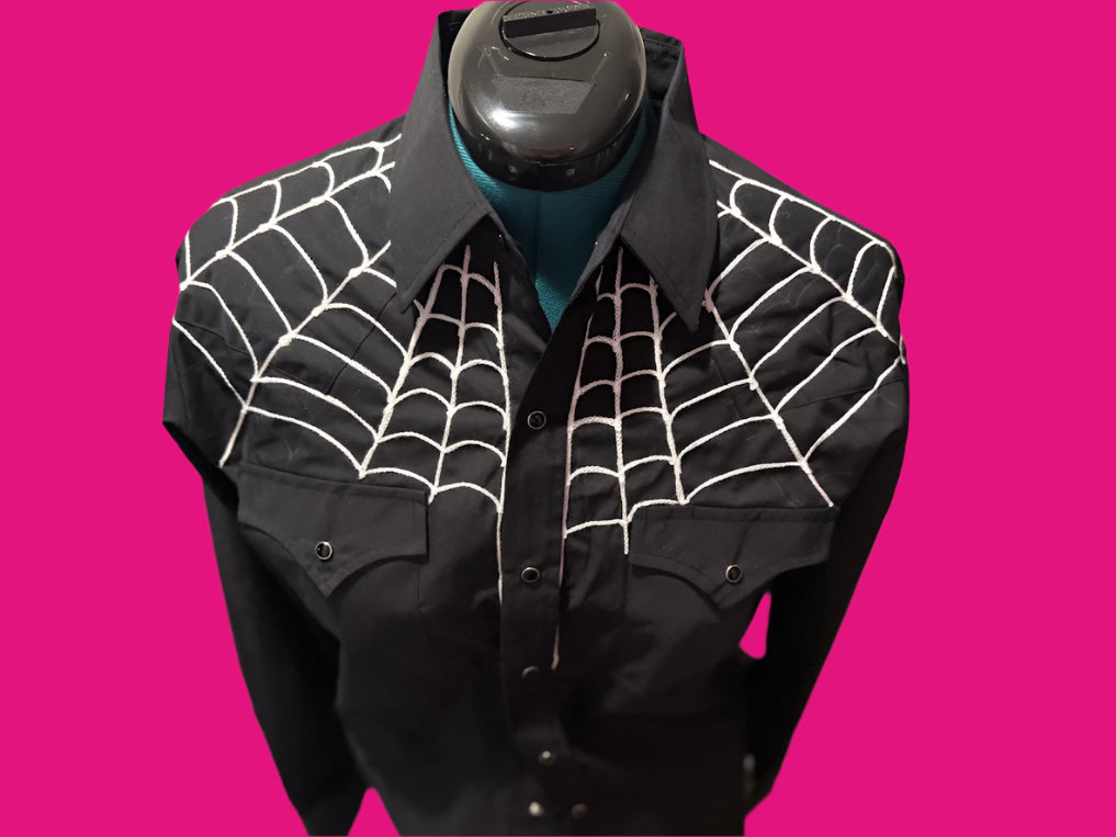 Spider Web Black Pearl Snap Western Shirt