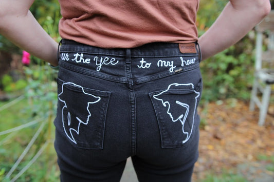 "You're the Yee to My Haw" Girlie Black Denim Jeans in High Rise Skinny