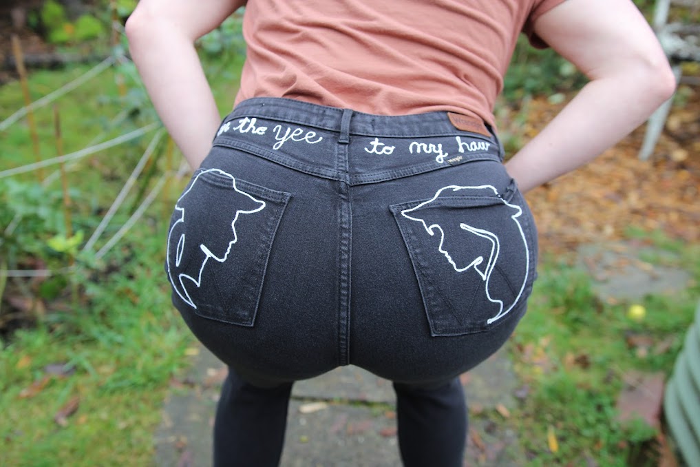 "You're the Yee to My Haw" Girlie Black Denim Jeans in High Rise Skinny
